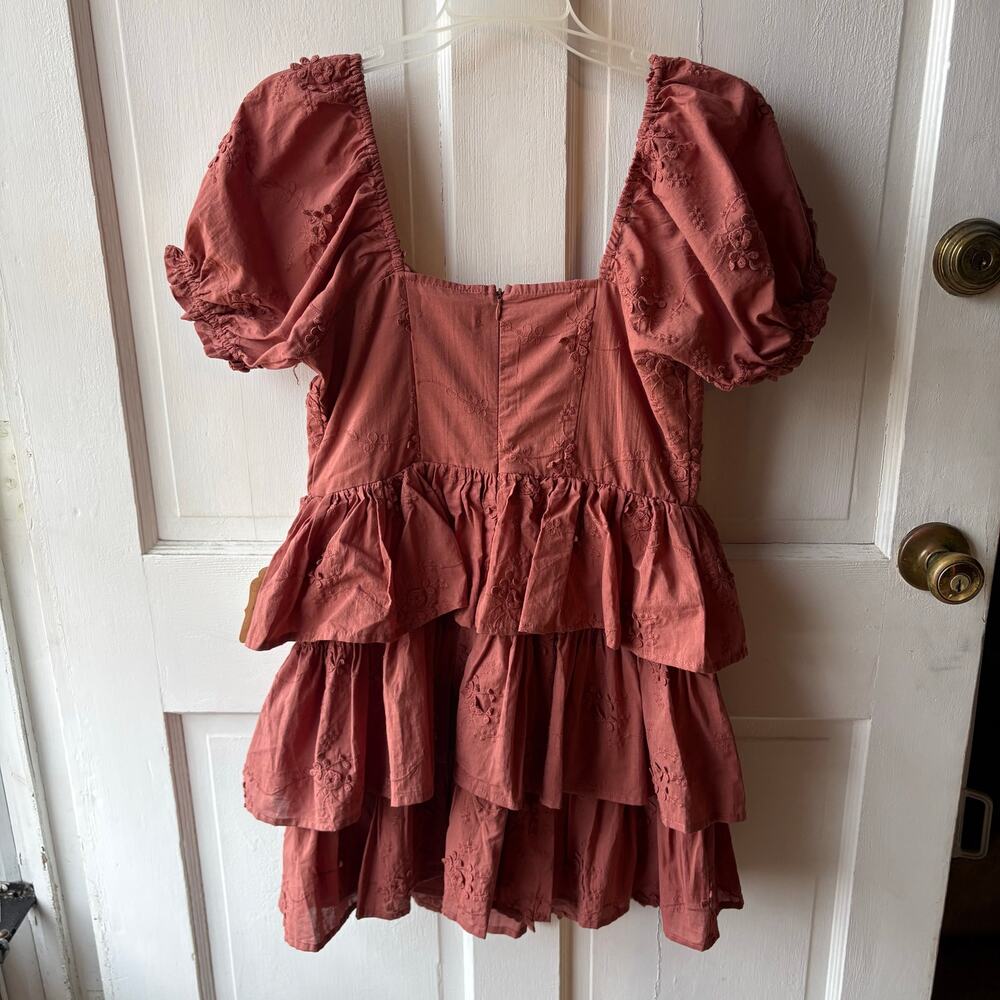 Altar’d State Womens Dress S NWT Cottagecore Tiered Bustier Corset Eyelet Pink - Picture 6 of 6